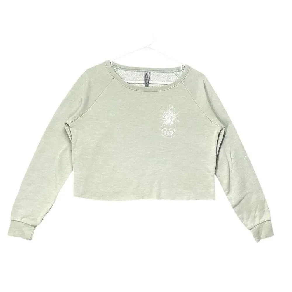 Independent Trading Compang Cropped Sweater Sage XS Skull Boho Fairycore‎ Pastel